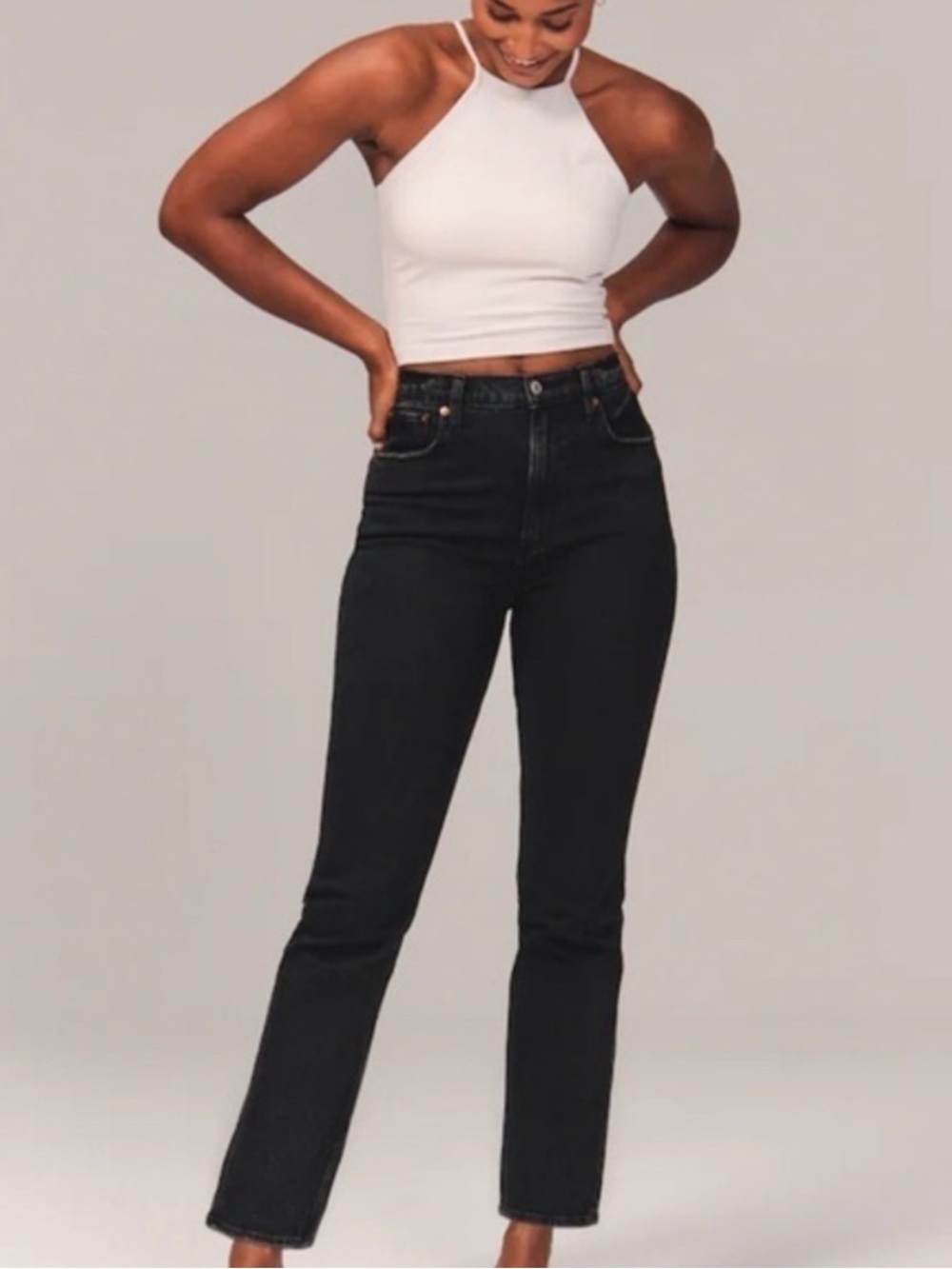 NWT Abercrombie & Fitch Curve Love Ultra High Rise Ankle Straight Jean